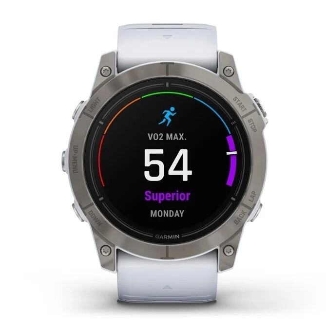 Смарт-часы Garmin Epix Pro (Gen 2) Sapphire Edition - 51 mm, Титановый белый, светло-серый безель с DLC-покрытием, белый силиконовый ремешок