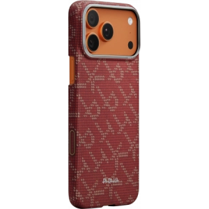 Чехол Pitaka Monogram Ultra-Slim для iPhone 17 Pro Max, Красно-золотой