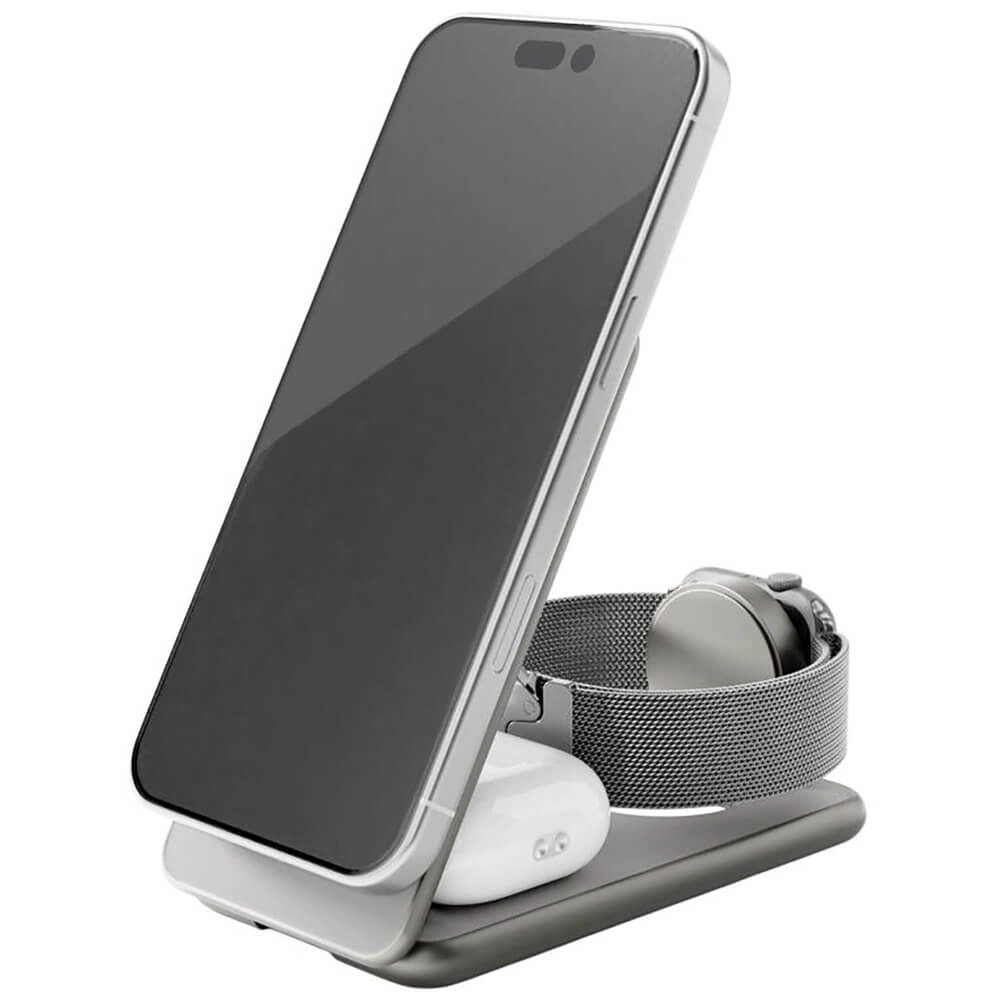 Беспроводное зарядное устройство VLP Alum Power Pro для Apple натуральный титан