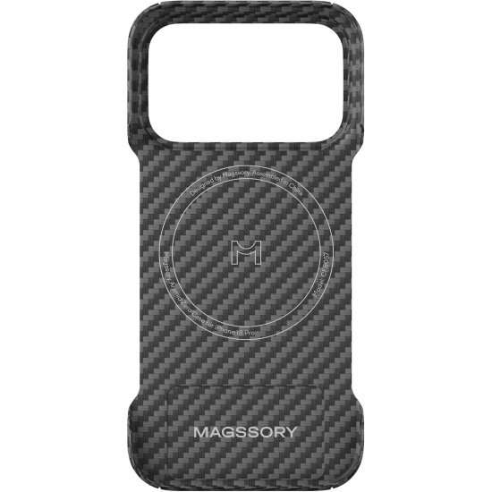 Безрамочный чехол Magssory для iPhone 18 Pro Max, кевлар (арамид), с защитой, совместимый с MagSafe (черный - black)
