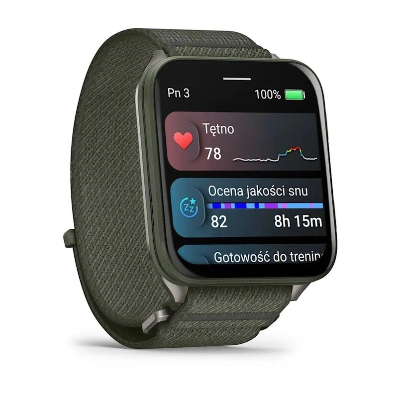 Смарт-часы Garmin Venu X1 - 51 mm, цвет Мха с серой титановой крышкой, черный нейлоновый ремешок