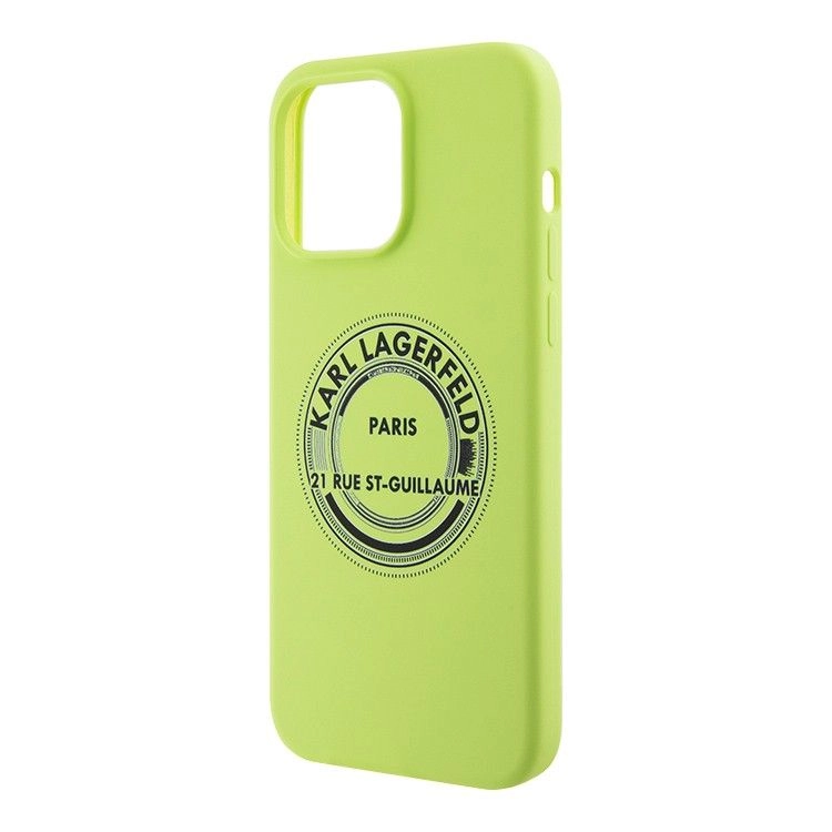 Lagerfeld для iPhone 15 Pro Max чехол Liquid silicone RSG Round logo Hard Green