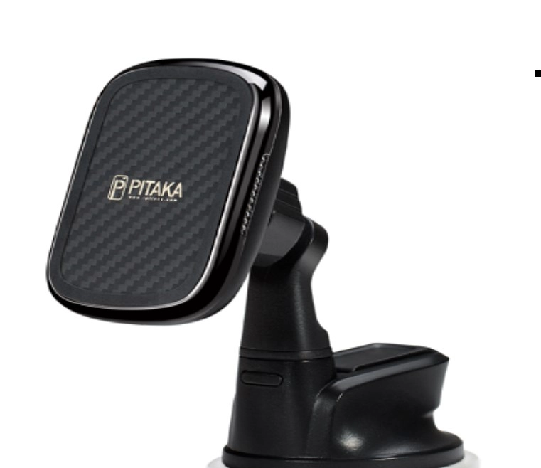 Держатель магнитный Pitaka Magmount Qi (присоска) чёрная/black
