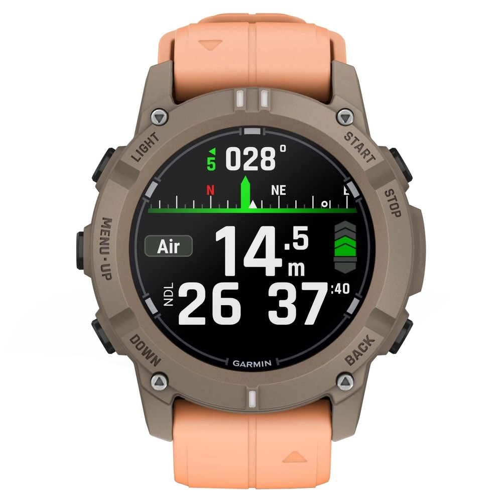 Смарт-часы Garmin Descent G2 - 45 mm, Сиренево-бежевый (палома), нежно-розовый силиконовый ремешок