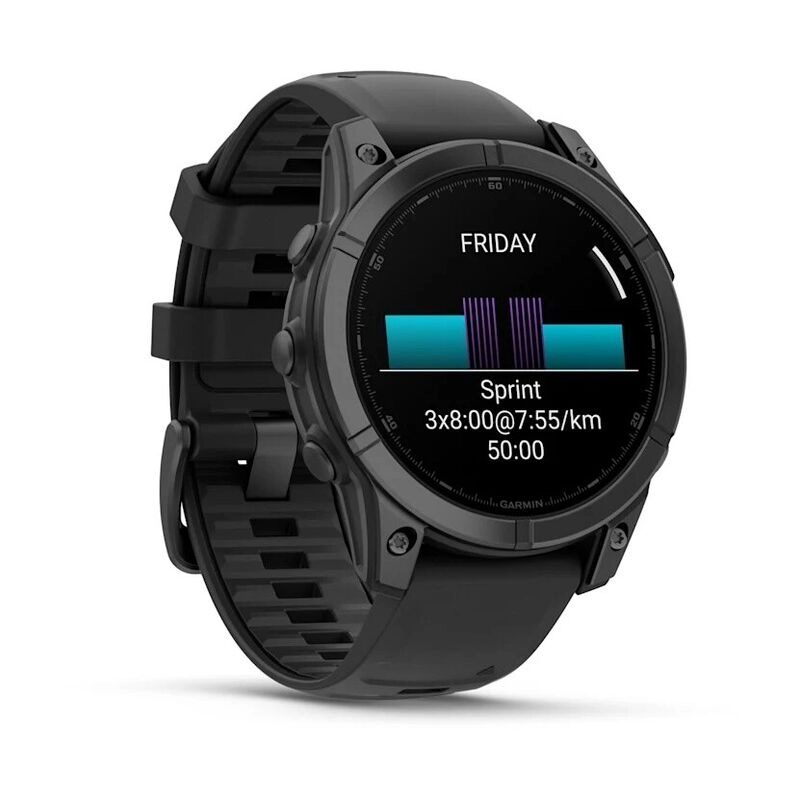 Смарт-часы Garmin Fenix E Amoled - 47 mm, Темно-серый с серым безелем | черный силиконовый ремешок