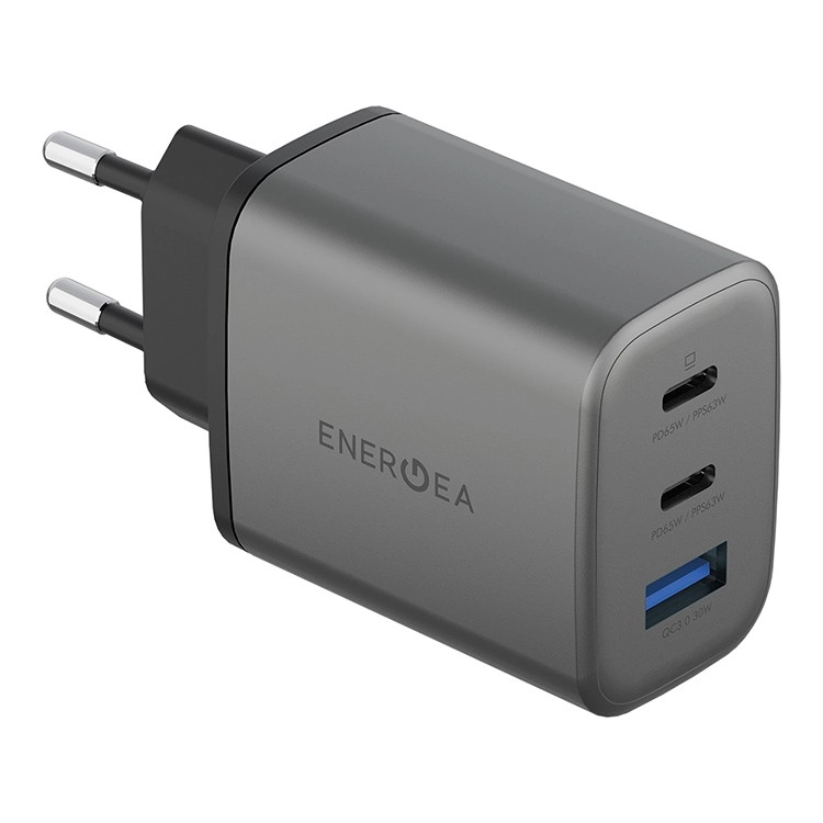 Сетевое зарядное устройство EnergEA Ampcharge GaN 65w, 2USB-C + USB-A PD/PPS/QC3.0, 65 Вт