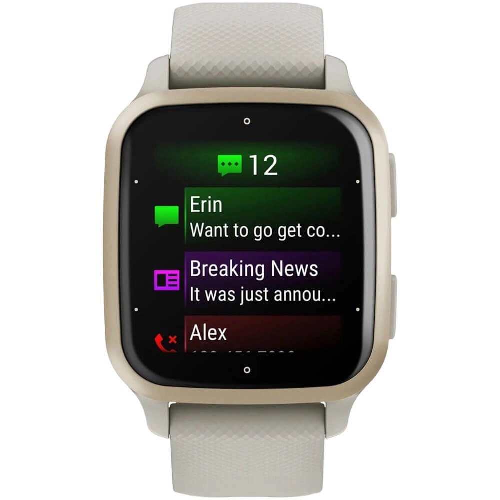 Смарт-часы Garmin Venu SQ 2 Music Edition - 40 mm, Серый, безель цвета кремового золота, кремовый силиконовый ремешок