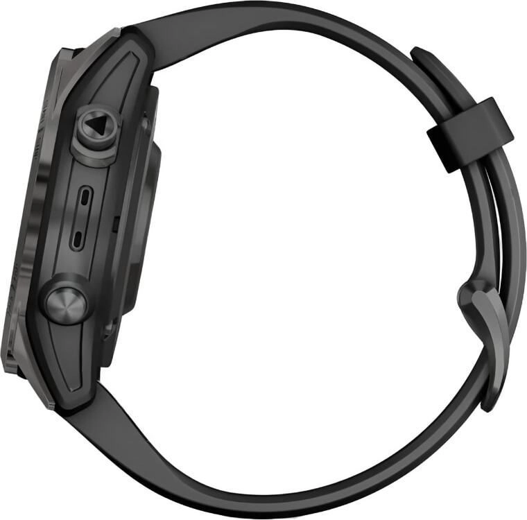 Смарт-часы Garmin Fenix 7S Pro Sapphire Solar - 42 mm, Титановый, угольно-серый безель с DLC-покрытием, силиконовый ремешок