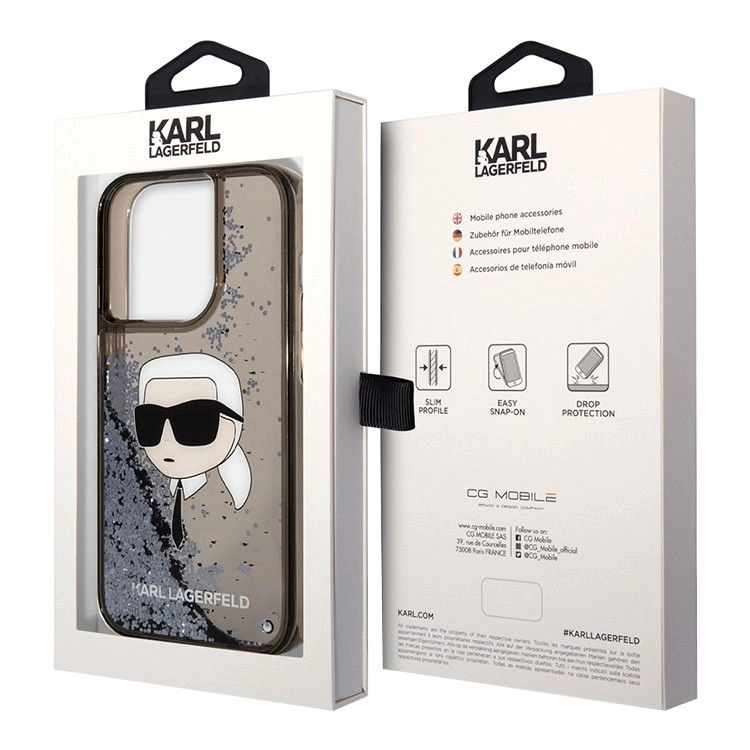 Karl Lagerfeld для iPhone 15 Pro Max чехол Liquid Glitter NFT Karl head