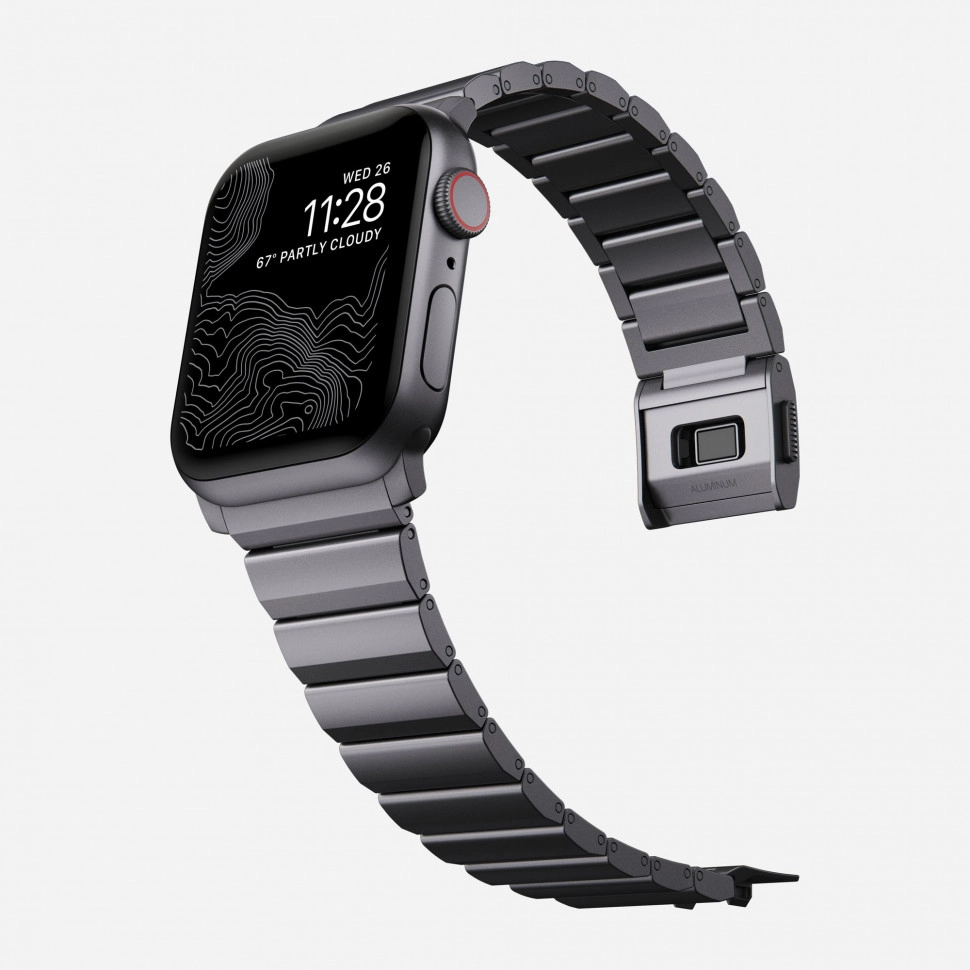 Ремешок Nomad Aluminum Band для Apple Watch 49/45/44/42 мм серый космос (Space Gray)