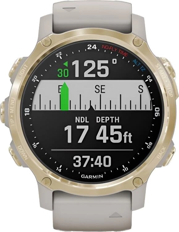 Смарт-часы Garmin Descent Mk2S - 43 mm, Светло-золотистый корпус со светло-песочным силиконовым ремешком