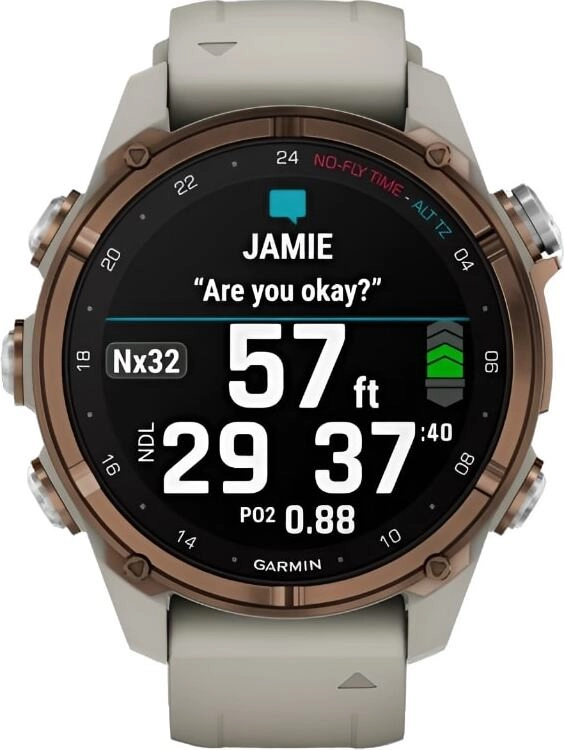 Смарт-часы Garmin Descent Mk3i - 43 mm, Титановый, бронзовый безель с PVD-покрытием, серый силиконовый ремешок