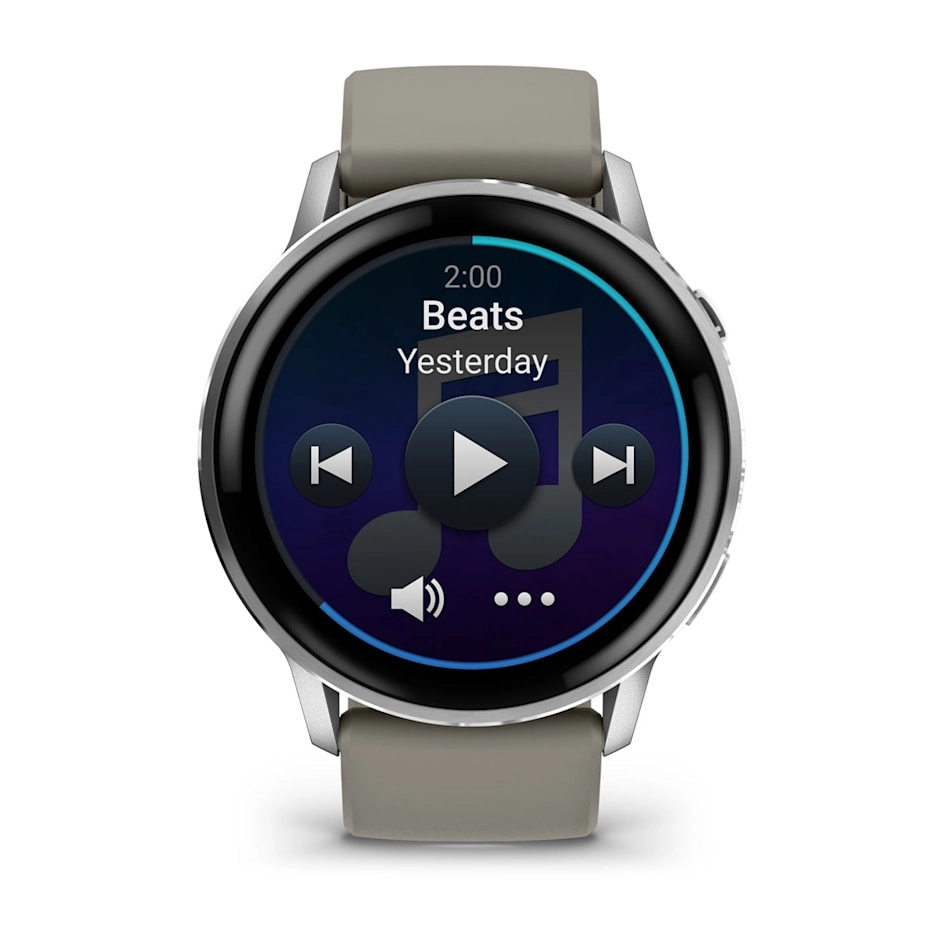 Смарт-часы Garmin Venu 4 - 45 mm, Серебристый, серый силиконовый ремешок