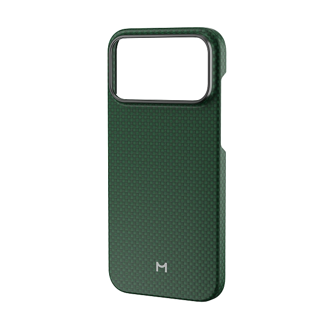 Чехол Magssory для iPhone 18 Pro, кевлар (арамид), с защитой, совместимый с MagSafe (зеленая клетка)