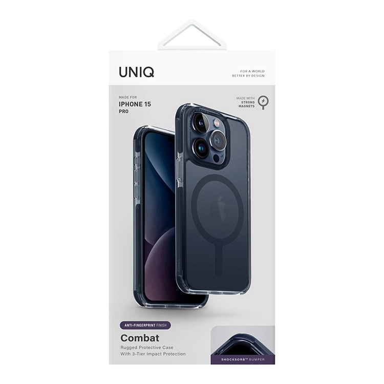 чехол Uniq для iPhone 15 Pro  Combat AF Smoke Blue (MagSafe)
