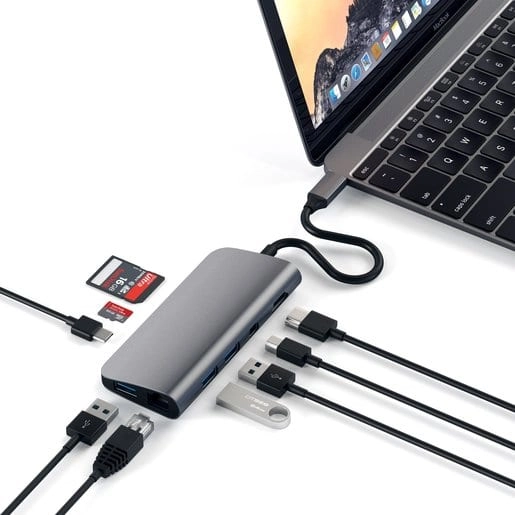 Адаптер Satechi Aluminum USB Type-C Multimedia Adapter (ST-TCMM8PAM)