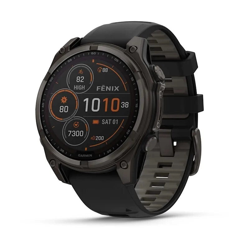 Смарт-часы Garmin Fenix 8 Solar Sapphire - 47 mm, Титановый, угольно-серый безель с DLC-покрытием, черный ремешок