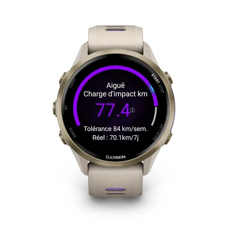Смарт-часы Garmin Forerunner 970 - 47 mm, Золотистый, титановый безель, серый с индиго ремешок (010-02969-02)