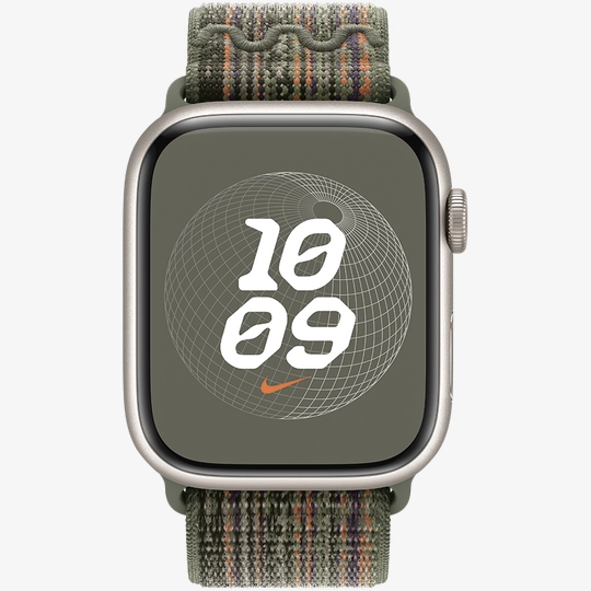 Ремешок для Apple Watch 45 мм Sequoia/Orange Nike Sport Loop (MTL63)