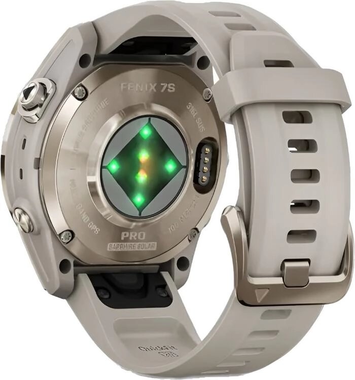 Смарт-часы Garmin Fenix 7S Pro Sapphire Solar - 42 mm, Золотистый, светло-песочный ремешок