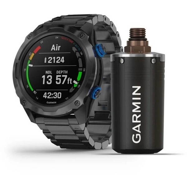 Смарт-часы Garmin Descent Mk2i - 52 mm, Титановый с DLC-покрытием и черным титановым ремешком + Датчик Descent T1