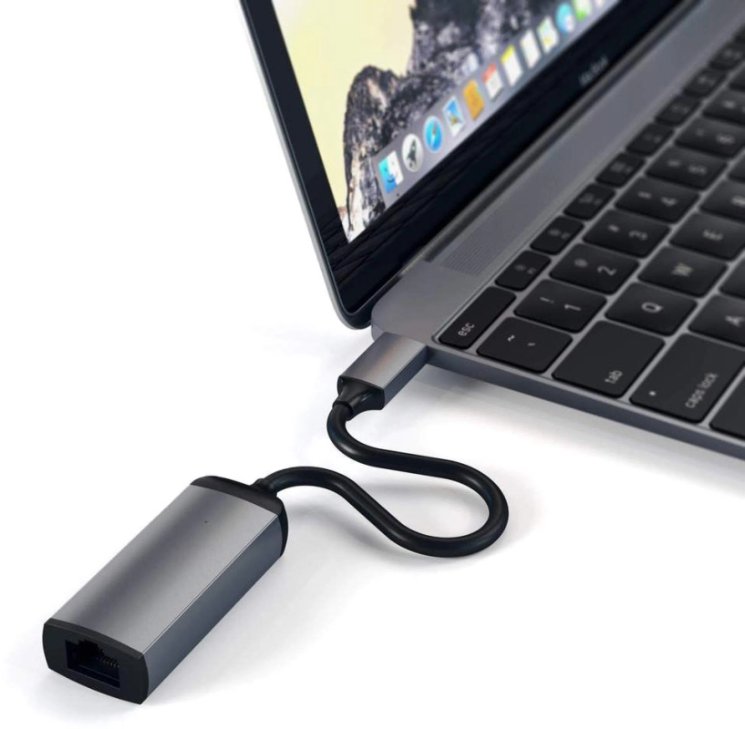 Адаптер Satechi USB-C / Ethernet серый космос (ST-TCENM)
