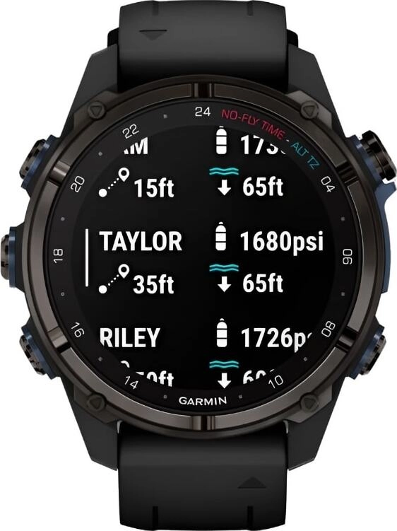 Смарт-часы Garmin Descent Mk3i - 43 mm, Титановый, угольно-серый безель с DLC-покрытием, черный силиконовый ремешок
