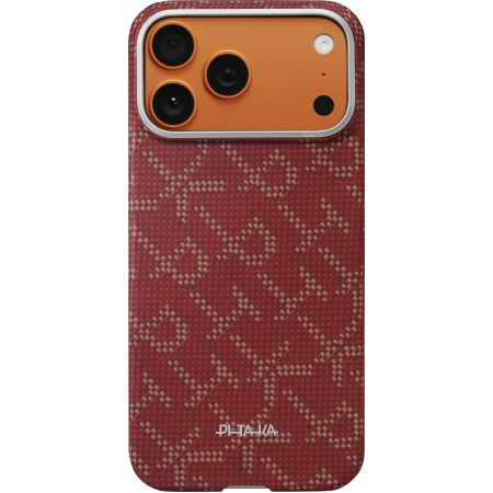 Чехол Pitaka Monogram Ultra-Slim для iPhone 17 Pro Max, Красно-золотой