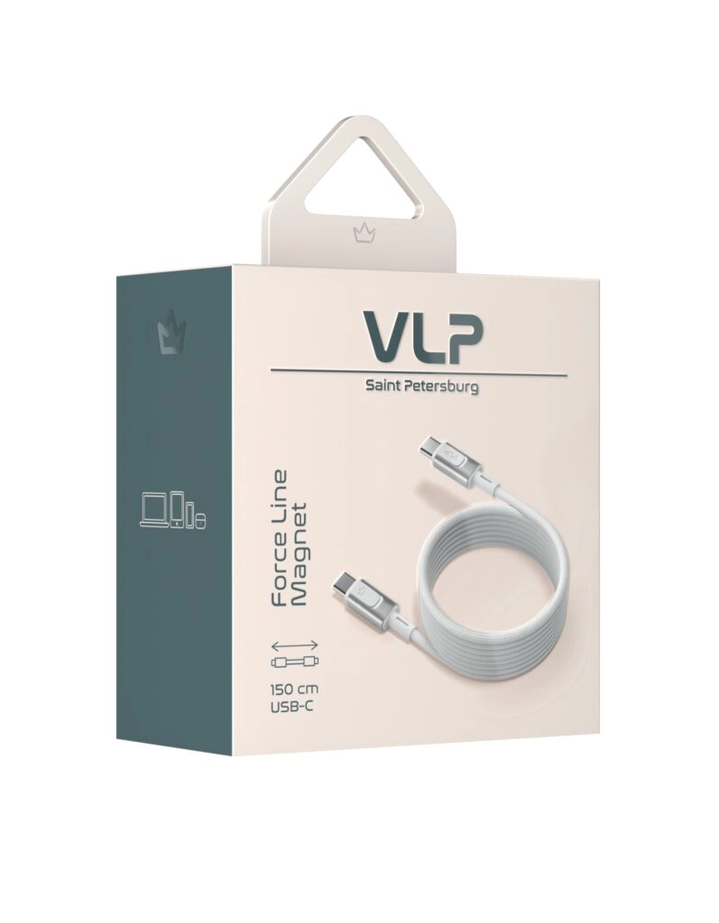 Кабель VLP Force Line Magnet USB-C, 1.5м, 100W USB 2.0, белый