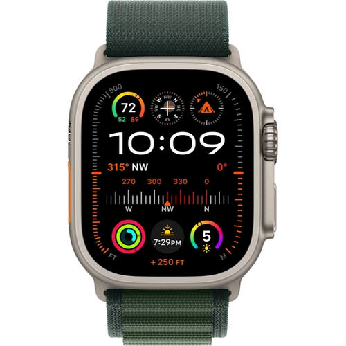 Смарт-часы Apple Watch Ultra 2 (2024) GPS + Cellular - 49 mm Natural Titanium case | ремешок Alpine Loop | цвет Темно-зеленый, размер M