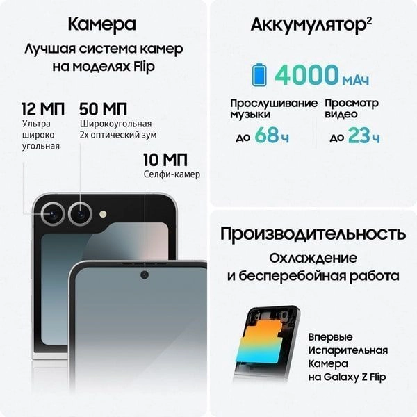Смартфон Samsung Galaxy Z Flip6 | 12/256 ГБ, Зеленый