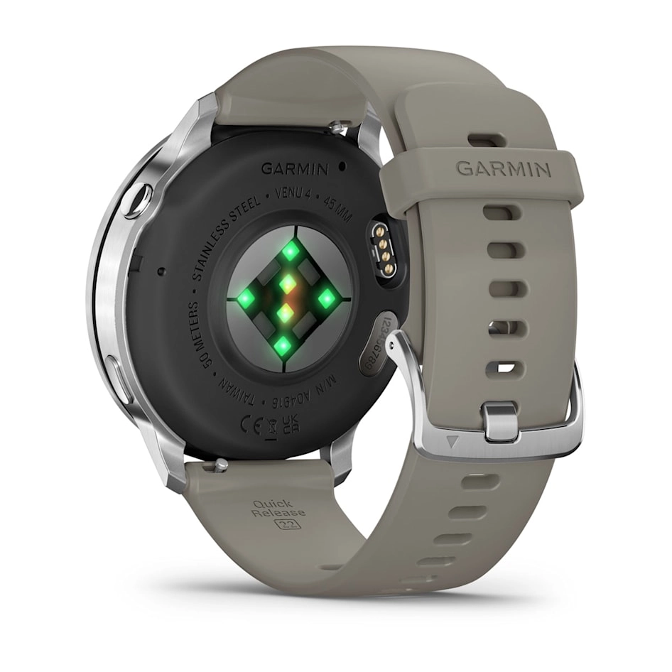Смарт-часы Garmin Venu 4 - 45 mm, Серебристый, серый силиконовый ремешок