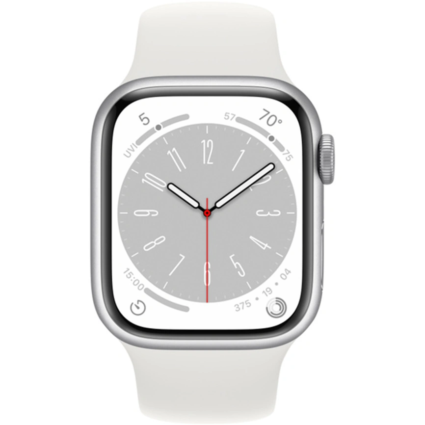Смарт-часы Apple Watch S8 - 45 mm GPS Silver/White Sport band