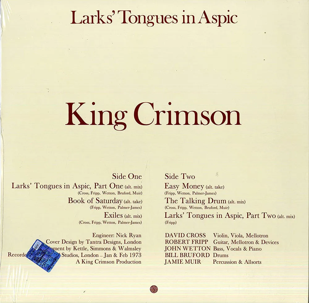 Виниловая пластинка KING CRIMSON - Larks' Tongues In Aspic (Alternative Takes) (40th Anniversary) (200g)