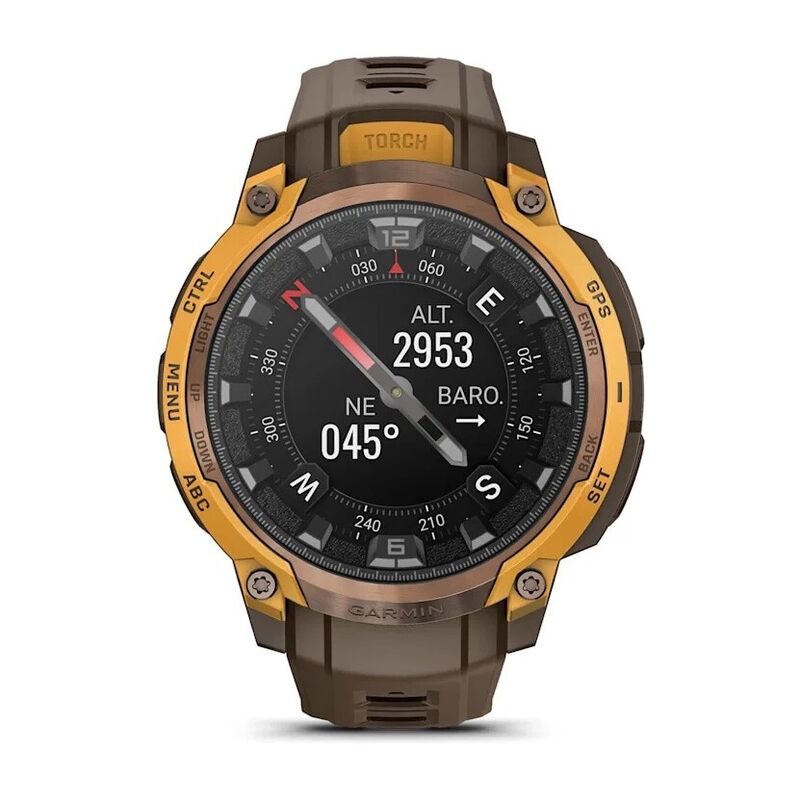 Смарт-часы Garmin Instinct Crossover Amoled - 46 mm, Бронзовый, светло-коричневый силиконовый ремешок