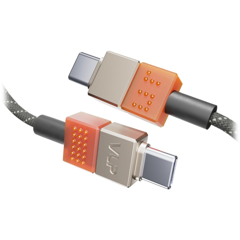 Кабель с оплёткой и ремешком VLP × ALS NEO USB-C 1.5 м, Amber Gray