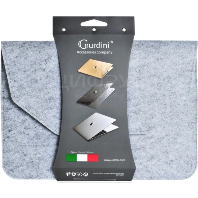 Чехол Gurdini Felt Envelope для Apple MacBook 13–13.6, серый