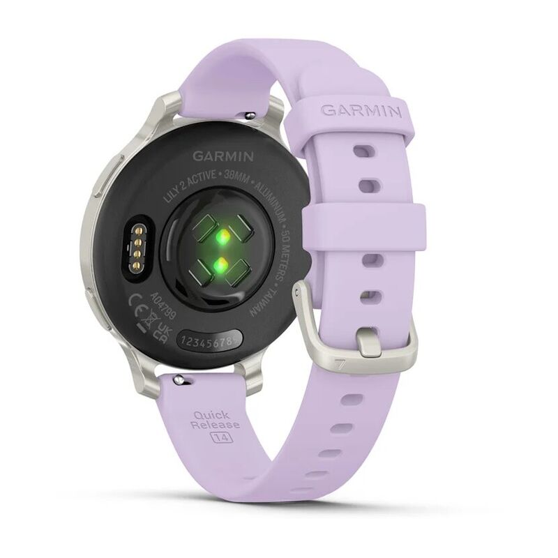 Смарт-часы Garmin Lily 2 Active - 38 mm, Серебристый безель, фиолетовый силиконовый ремешок