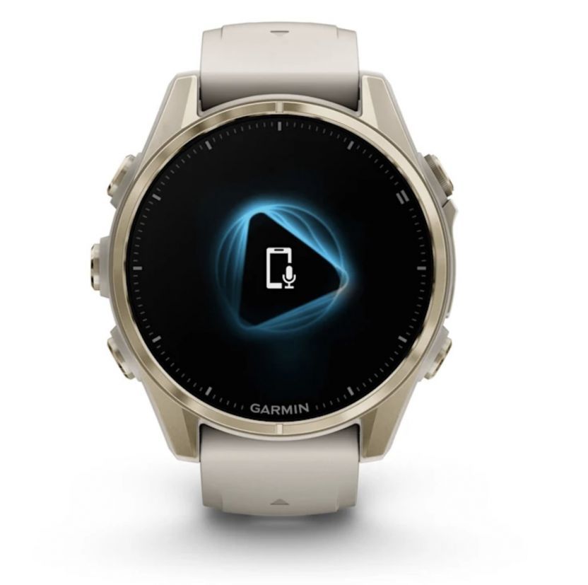 Смарт-часы Garmin Fenix 8 Amoled - 43 mm, Золотистый, дымчато-серый силиконовый ремешок