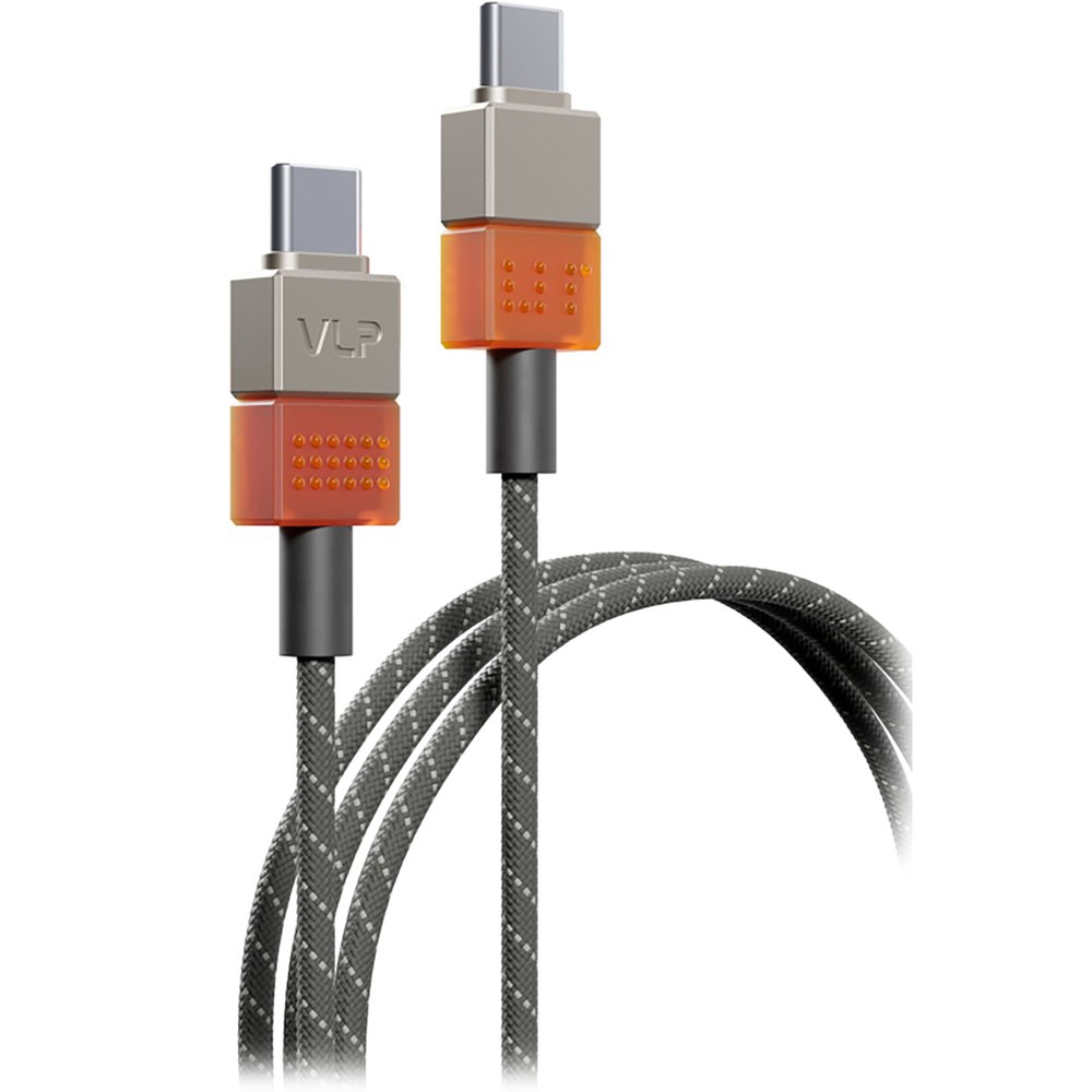 Кабель с оплёткой и ремешком VLP × ALS NEO USB-C 1.5 м, Amber Gray