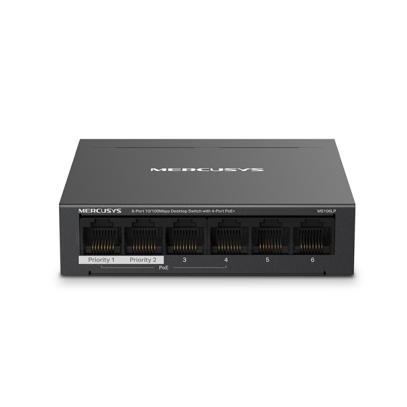 Коммутатор Mercusys MS106LP, 6 портов (4xPoE+), 10/100 Мбит/с, неуправляемый