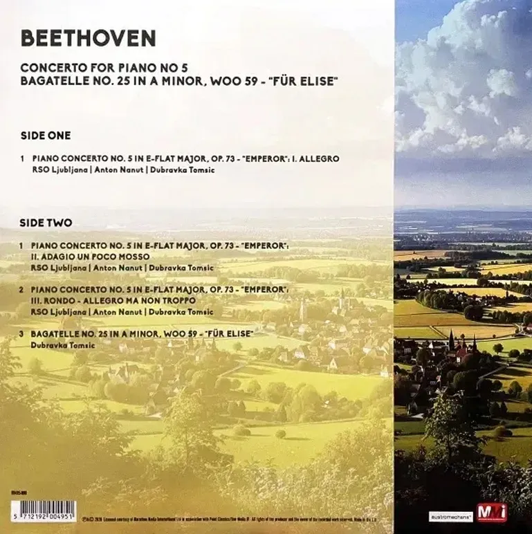 Виниловая пластинка BEETHOVEN LUDWIG VAN - Concerto For Piano No 5 In E-Flat Major The Emperor, Bagatelle No. 25 In A Minor Op. 33 Fur Elise