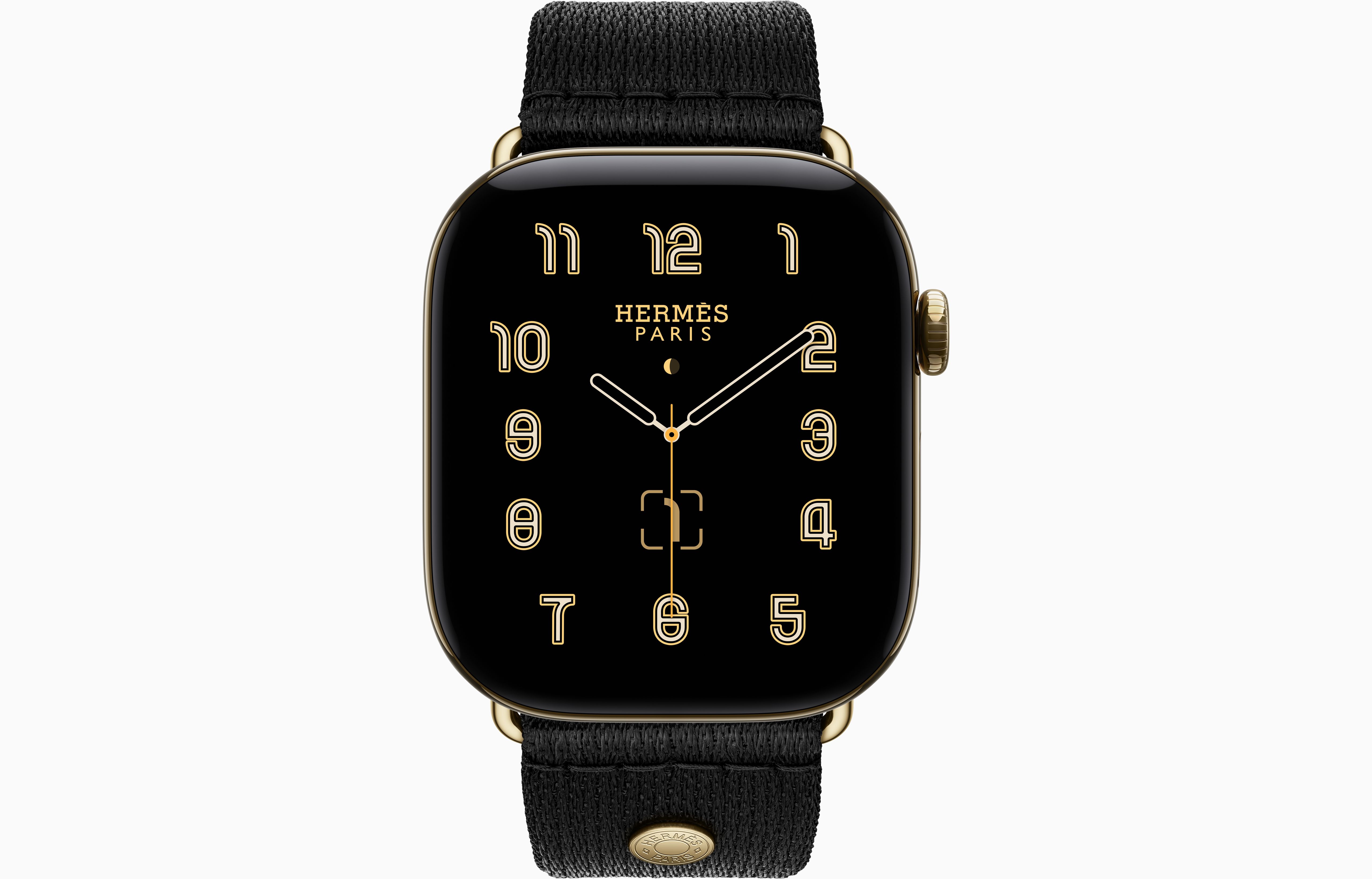 Смарт-часы Apple Watch Hermes Series 12, 46 мм, GPS + Cellular, Titanium Radiant Gold, Satin Clou de Selle Noir, One Size