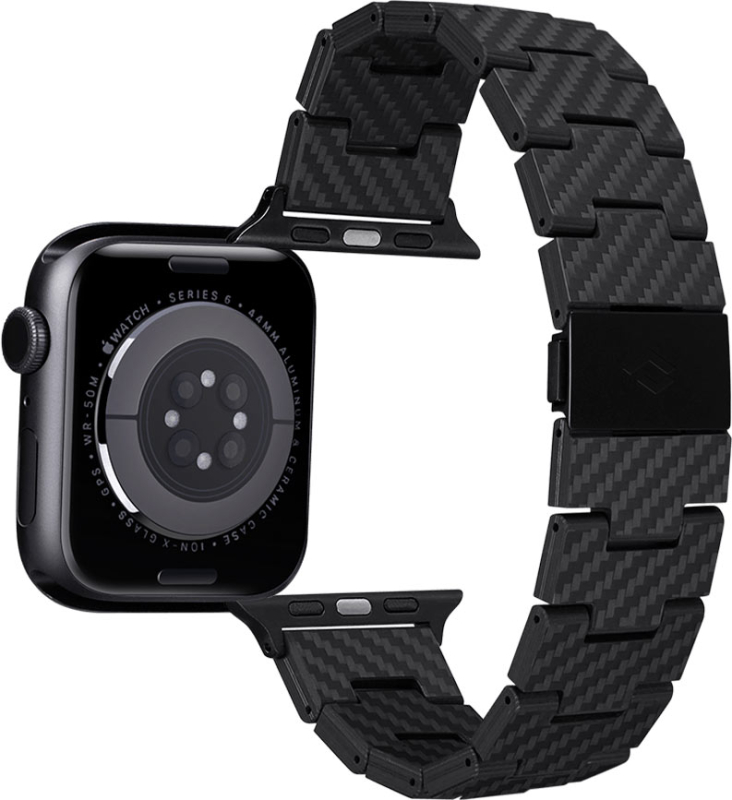 Ремешок Pitaka Retro для Apple Watch, 42/44/45мм, карбон, черно-серый Ремешок Pitaka Retro для Apple Watch, 42/44/45мм, карбон, черно-серый