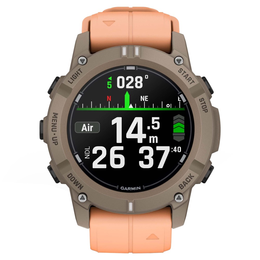 Смарт-часы Garmin Descent G2 - 45 mm, Сиренево-бежевый (палома), нежно-розовый силиконовый ремешок