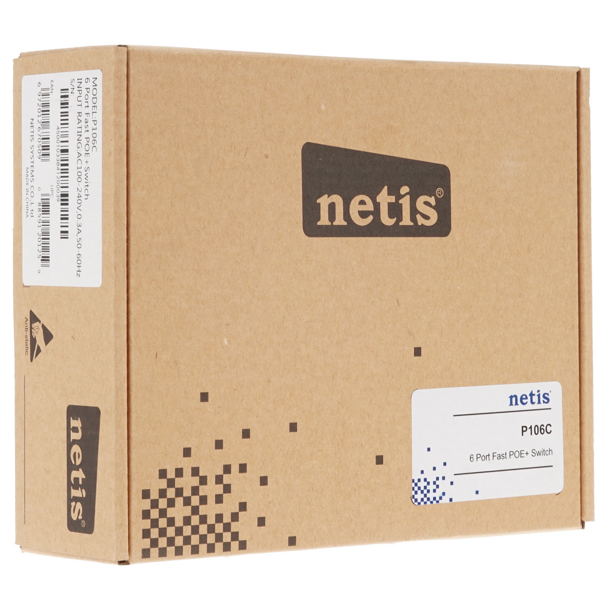 Коммутатор Netis P106C, 6 портов (4xPoE+), 100 Мбит/с, неуправляемый