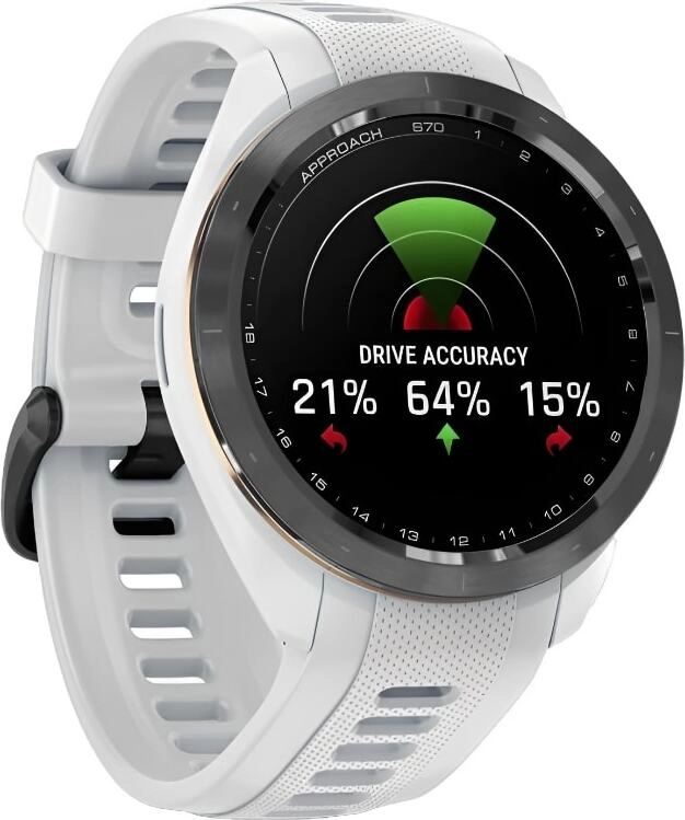 Смарт-часы Garmin Approach S70 - 42 mm, черный керамический безель с белым силиконовым ремешком