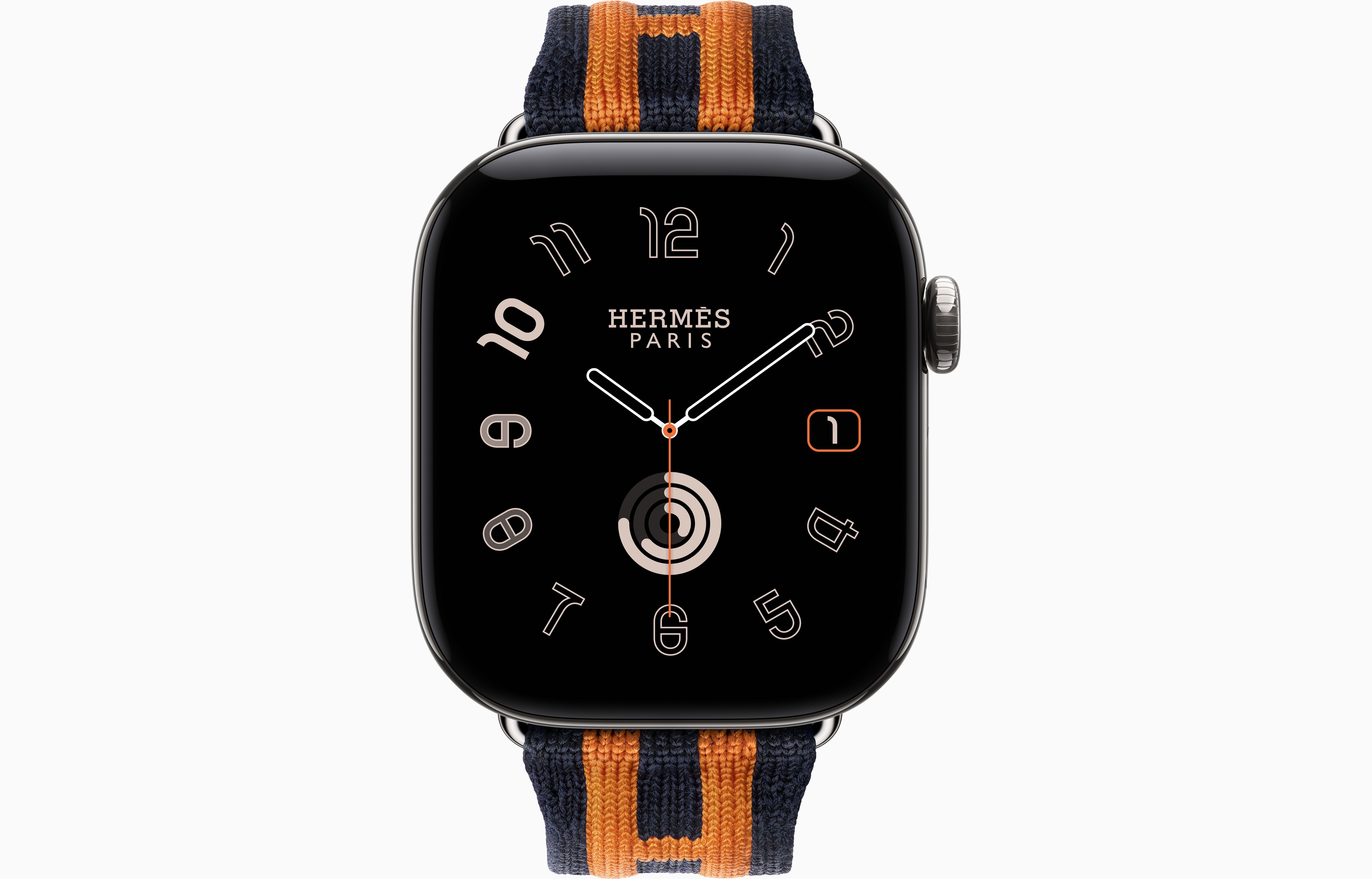 Смарт-часы Apple Watch Hermes Series 12, 42 мм, GPS + Cellular, Titanium Silver, Rocabar Club Bleu Nuit/Orange, One Size