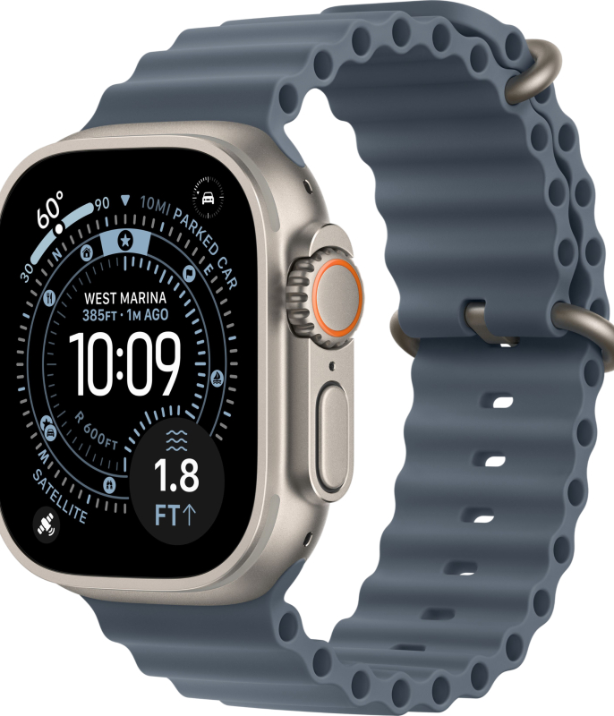 Смарт-часы Apple Watch Ultra 3, 49 мм, Natural Titanium, Ocean Band Blue