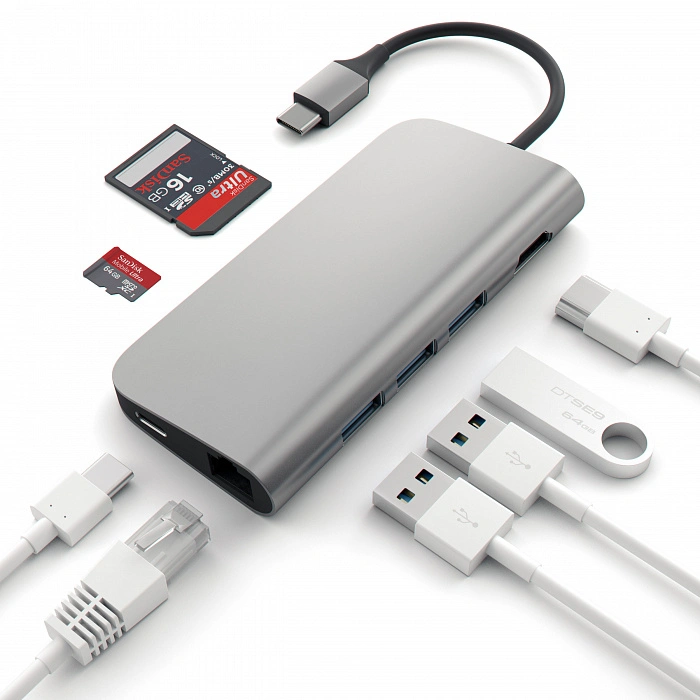 Хаб Satechi USB-C 8 в 1 (ST-TCMAM) Space Gray